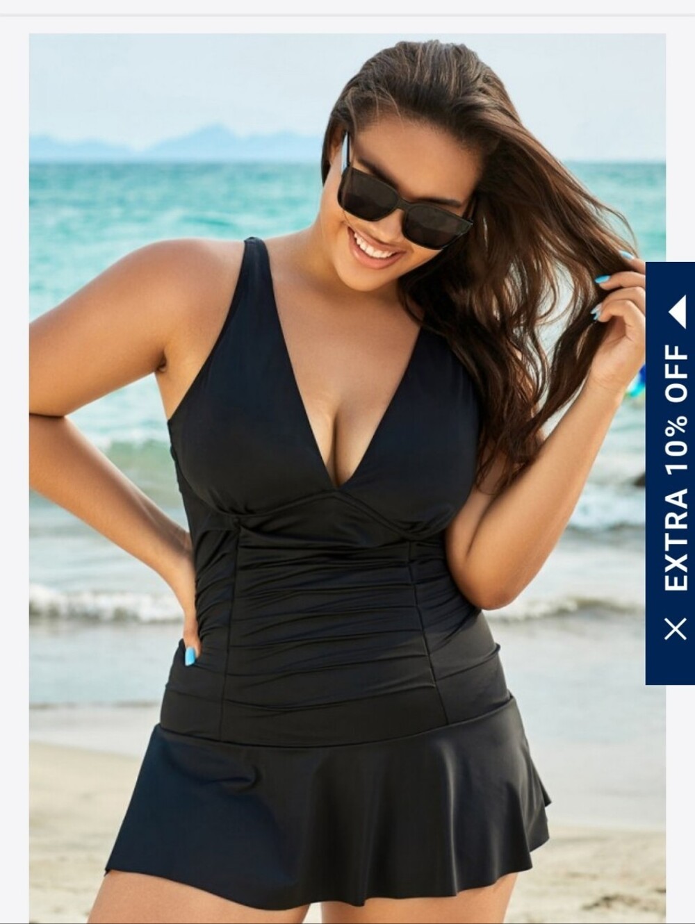 Black V-Neck One-Piece Swimdress - Women's Swim One Piece